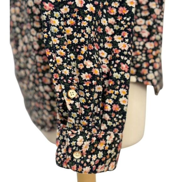 Trovata Birds of Paradis Button Up Shirt Roll Tab Sleeves Size S Cotton Corduroy - Picture 4 of 13